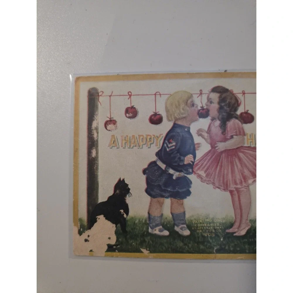Vintage 1900's Ellen Clapsaddle Halloween Postcard Children Bobbing For‎ Apples